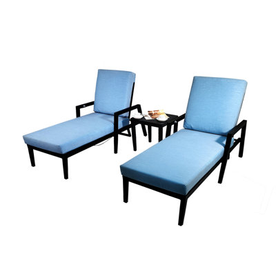 3 Piece Outdoor Lounge Bistro Set With Recliner And Table by UNISOAR