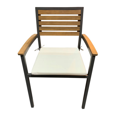 Boca Grande Stacking Acacia Patio Dining Armchair with Cushion by Panama Jack Outdoor