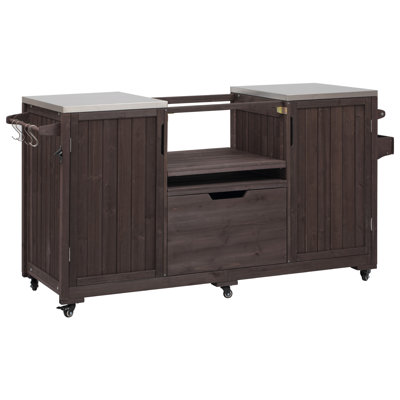 66.5" Outdoor Kitchen Island , Solid Wood Outdoor Grill Cart, Compatible with Large Big Green Egg, Kamado Joe.