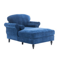 43.3" Chaise Lounge Chair Indoor With 2 Pillows Upholstered Chenille Single Chair For Living Room, Bedroom, Office by Charlton Home