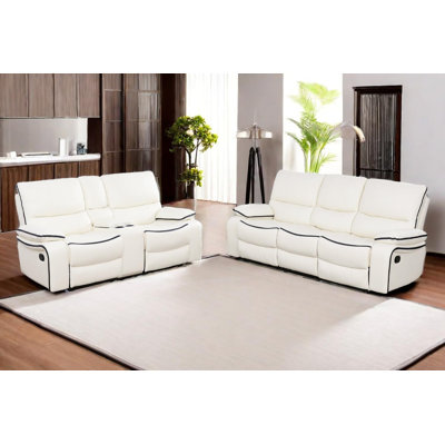 Alissah 2 - Piece Luxury White Cozy Faux Leather Living Room Set by Ebern Designs