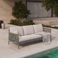 Arlend Outdoo 3-Person Sofa With Jumbo Rope And Thick Cushion by Lark Manor