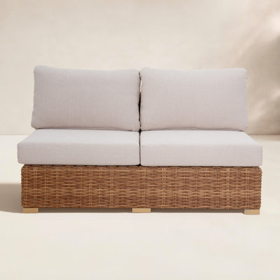 Windsor Aluminum Rattan Armless Loveseat by Birch Lane
