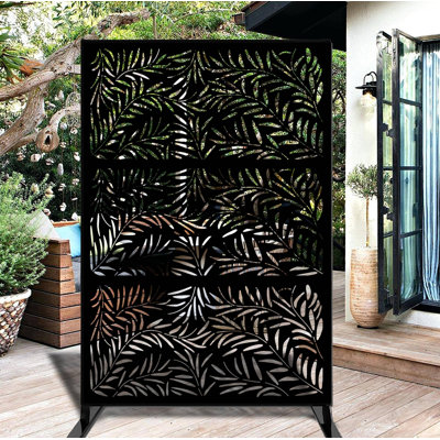 6.5 ft. H x 4 ft. W Laser Cut Metal Privacy Screen Fence, Decorative Outdoor Divider by Porpora