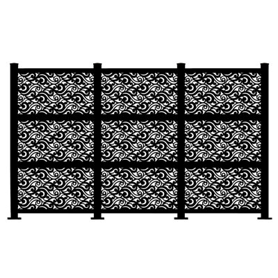 6 ft. H x 13 ft. W Laser Cut Metal Privacy Screen Fence, Decorative Outdoor Divider by Porpora
