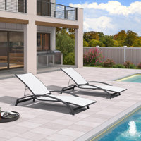 Purple Leaf Patio Reclining Chaise Lounge Set Of 2 With Ptfe Fabrics And Curved Armrests
