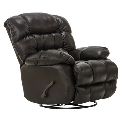 Italian Leather Match Swivel Glider Recliner by Wade Logan