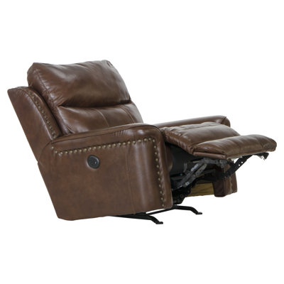 Hildi Top Grain Italian Leather Match Power Recliner with USB Charging Port by Red Barrel Studio