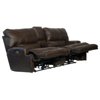 Anjuman 89" Leather Match Pillow Top Arm Reclining Loveseat by Lark Manor