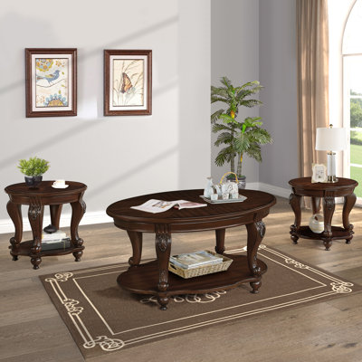 Rustic Round Wood Coffee Table 2 Set by POWER GROWTH