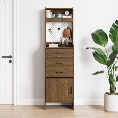Atta 19.7"W X 69"L Hall Tree Shoe Storage Cabinet with Pegboard by Ebern Designs