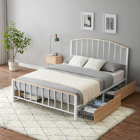 Bed Frame With 4 Tier Storage - Large Space-Saving, Headboard & Footboard by Yuan Home