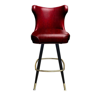 Button Tufted Cowboy Swivel Bar Stool