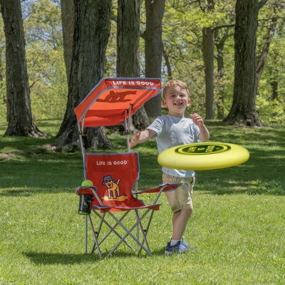 Life Is Good Max Shade Quad Folding Camp Chair With Tilt UV Sun Protection Canopy Navy Blue by Rio Brands