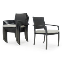 Ehrenfried Stacking Patio Dining Armchair With Sunbrella Cushion Covers by George Oliver