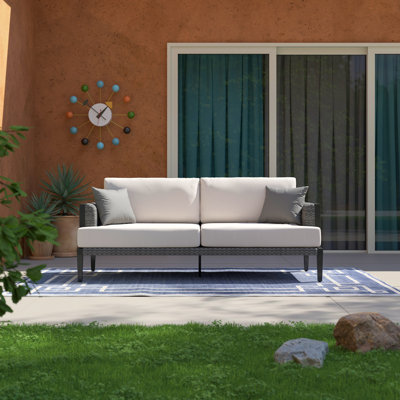 Layden 76" Contemporary Outdoor Sofa with Sunbrella Cushions - Sunbrella Linen Canvas by Zipcode Design