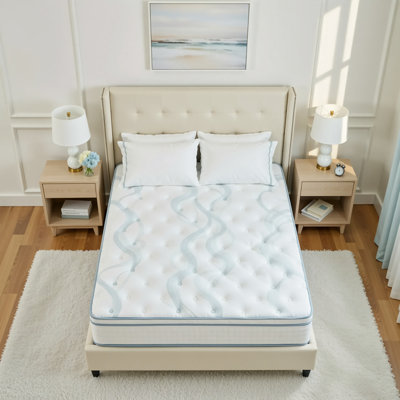 12"/14"Gel Medium Firm Hybrid Mattress Pocket Spring, Ocean Recycled Fabric With Handles For Easy Movement With Oeko-TEX & Certipur-US Certified, by Alwyn Home