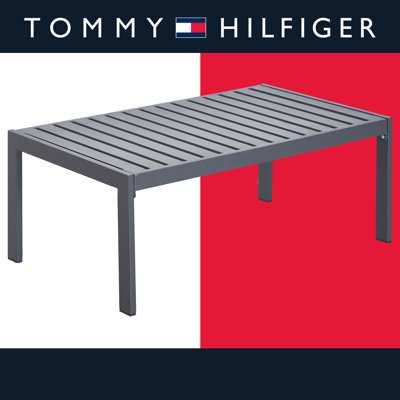 Tommy Hilfiger Monterey Outdoor Easy Assembly Metal Frame Coffee Table, Navy Blue & Dark Gray by Tommy Hilfiger
