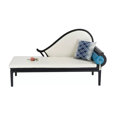 New Chinese Style Solid Wood Chair Upholstered Chaise Lounge by SUPROT