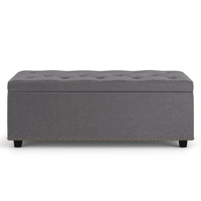 Hamilton 44"W Upholstered Lift-Top Storage Ottoman with Nailhead Trim and Tufted Detailing by Simpli Home