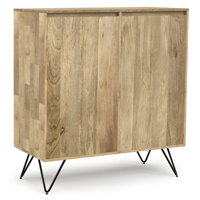 Hunter 48"W Solid Wood 2-Shelf Contemporary Medium Storage Cabinet with 3 Drawers by Simpli Home