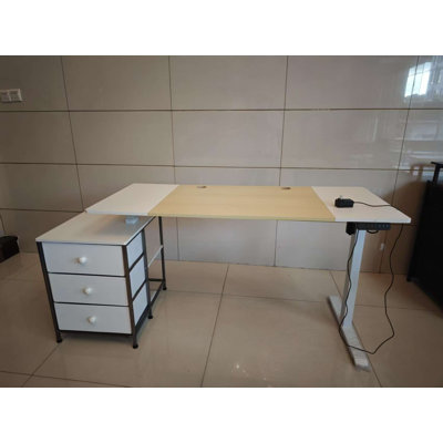 REAHOME 55 Inch Gaming Desk with File Drawers and Charging Station, White by Reahome