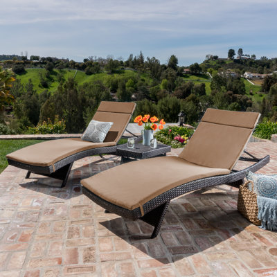 Frankel 79.53" Long Chaise Lounge Set with Cushions and Table by Red Barrel Studio