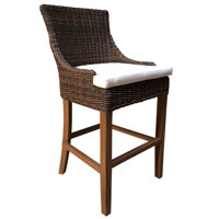 Ennis Teak Patio Bar Stool with Cushion by Rosecliff Heights