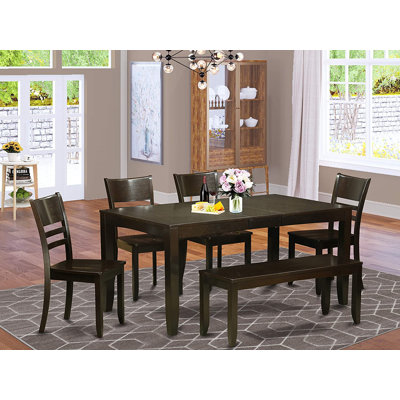Lockmoor Butterfly Leaf Rubberwood Solid Wood Dining Set by Red Barrel Studio