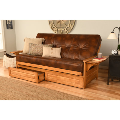 Himanshi Full 81" Wide Faux Leather Futon and Mattress