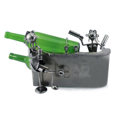 Fulkerson Happy Couple at the Bar Having Drinks 2 Bottle Tabletop Wine Bottle Rack by Wine Bodies