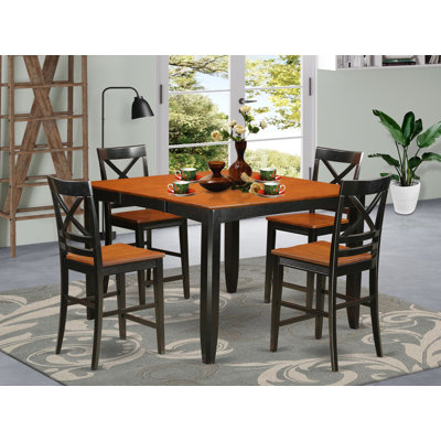 Krull Counter Height Butterfly Leaf Rubberwood Solid Wood Dining Set by Red Barrel Studio