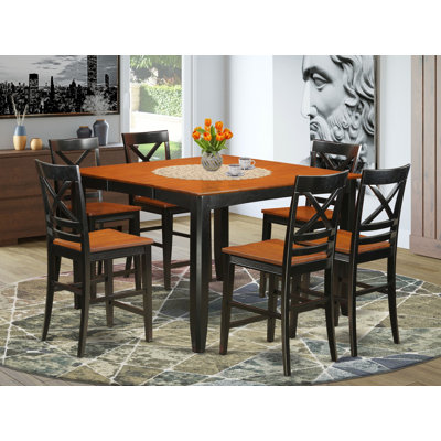 Krull Counter Height Butterfly Leaf Rubberwood Solid Wood Dining Set by Red Barrel Studio