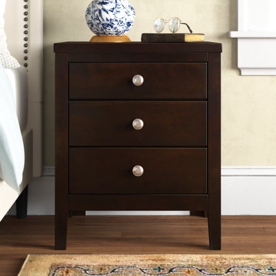 Heady 3 - Drawer Nightstand in Dark Brown by Lark Manor