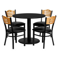 Barkley 36" Round Laminate Table Set with 4 Metal Chairs - Vinyl Seat by Wildon Home