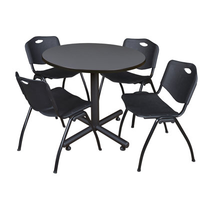 Regency Kobe Round X-Base Breakroom Table, 4 M Stack Chairs by Regency