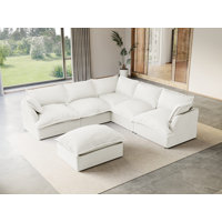 Modular Sectional Couch Down Filled Sofa, Comfty Convertible Deep Seat Cloud Couch For Living Room, Detachable Washable Couches Cushion Covers by Wrought Studio