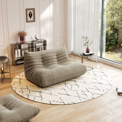Fireside Chair Bean Bag Chair Lazy Floor Sofa, Armless Foam Sofa Lounger Tatami Recliner Sofa For Living Room Bedroom Dorm Office