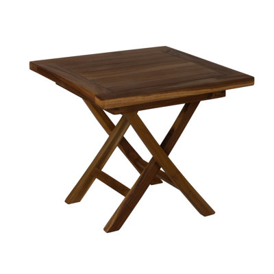 RRI Goods Teak Wood Folding Square Coffee Table, Teak Oil Finish for Camping & Outdoor Entertaining, Ideal Table for Backyard, Porch, Balcony (20" D x by RRI Goods