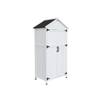 67" White Fir Wood Storage Shed with Double Doors by ROKAWO