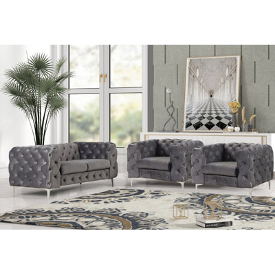 3 Piece Velvet Living Room Set by RN