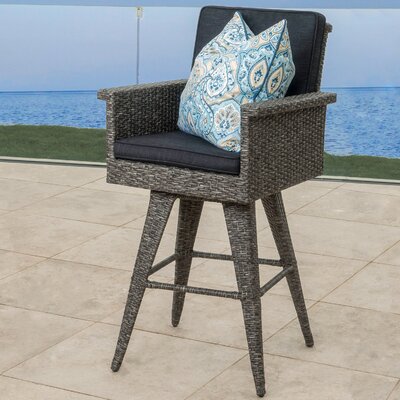 Washington 30.5" Patio Bar Stool with Cushion by Rosecliff Heights