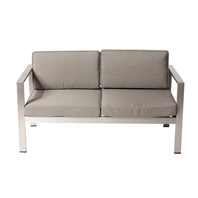 Pangea Home Aynura 54" Aluminum Outdoor Loveseat with Quick-Dry Cushions – Modern Patio Seating with Rust-Resistant Frame & Easy Assembly by Wade Logan