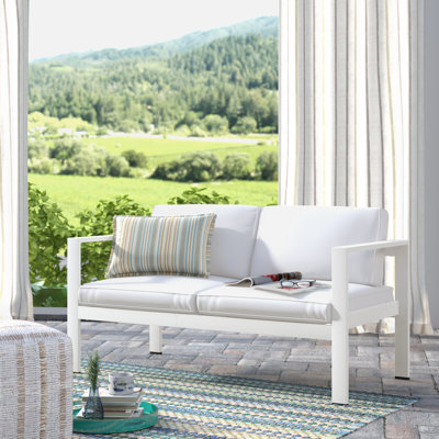 Pangea Home Aynura 54" Aluminum Outdoor Loveseat with Quick-Dry Cushions – Modern Patio Seating with Rust-Resistant Frame & Easy Assembly by Wade Logan