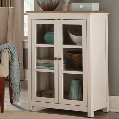Athulya 30" Wide Cottage Beach House Design Wooden Rectangular 2 Doors Accent Table With Storage by Red Barrel Studio
