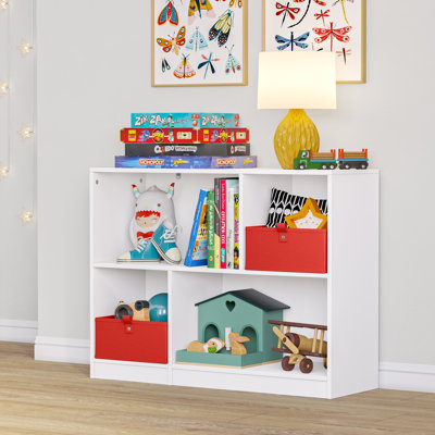 RiverRidge Kids Horizontal Bookshelf Toy Organizer with 2 Storage Shelves & Cubbies for Playroom Book Storage for Kids - White by RiverRidge Home