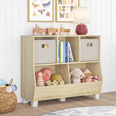 RiverRidge Kids Catch-All Playroom 35in Toy Storage Organizer with 3 Cubbies and 2 Storage Compartments by RiverRidge Home