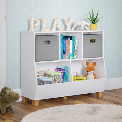 RiverRidge Kids Catch-All Playroom 35in Toy Storage Organizer with 3 Cubbies and 2 Storage Compartments by RiverRidge Home