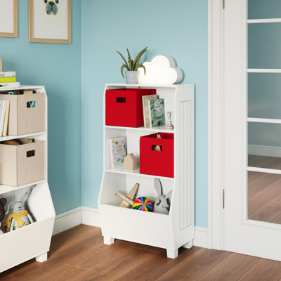 RiverRidge Kids 23in Playroom Bookshelf with Veggie Bin Organizer, 2 Open Toy Storage Shelves, and 2 Fabric Bins by RiverRidge Home