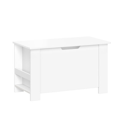 RiverRidge Kids Toy Box Playroom Storage Chest with Side Bookracks - White